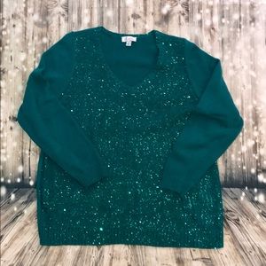 Green sequined sweater size 2x